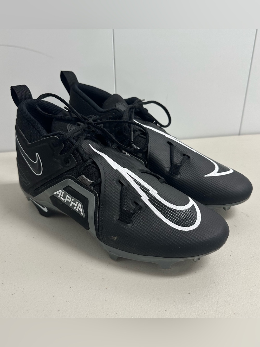Nike Men’s Alpha Menace Pro 3 Football Cleats - Black Iron Gray - Size 12